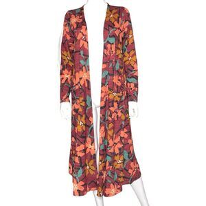 Lularoe Sarah Cardigan Duster Maroon Floral Print Women’s Size M New